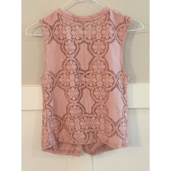 NWT Free People Women's Lace Trimmed Button Up Top Pink Size XS - Picture 3 of 9